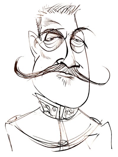 Ferdinand Foch, French Marshal (1851-1929); caricature by Neale Osborne